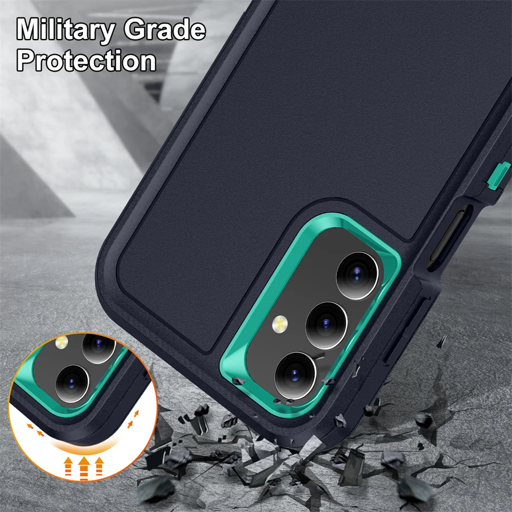 3-in-1 Hybrid Shockproof Armor Case with Matte Folding Stand Cover
