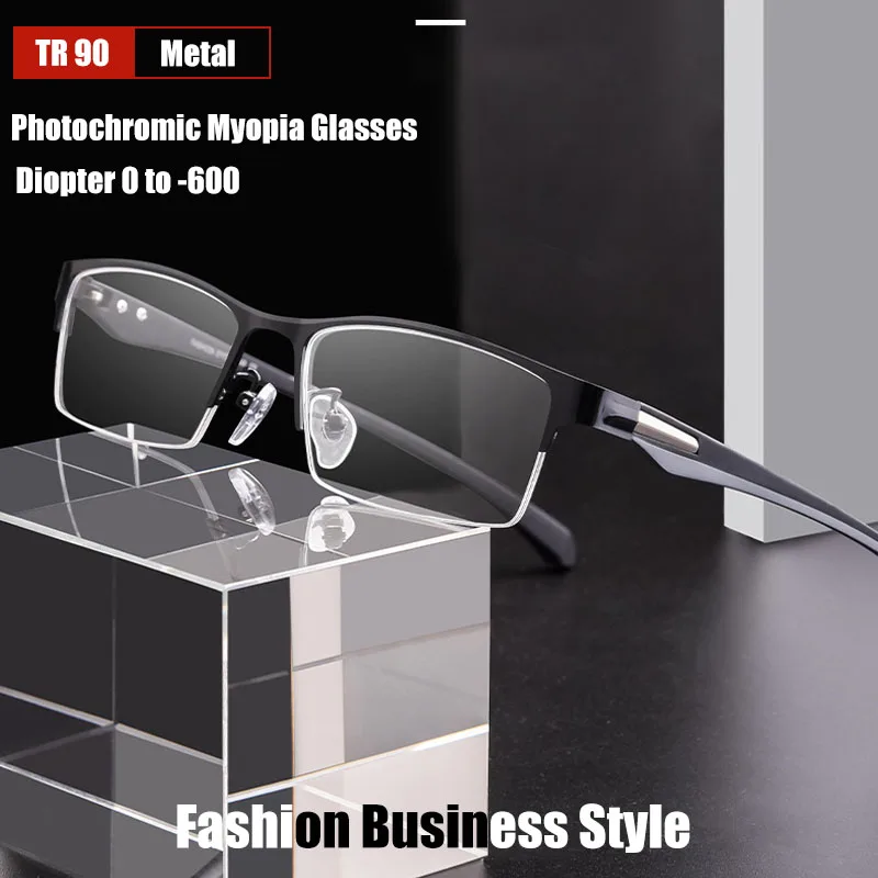 

HUYING Ultralight TR90 metal Square Photochromic Reading Glasses Men Presbyopia Computer Eyeglasses 2023 Half-Frame Eyewear