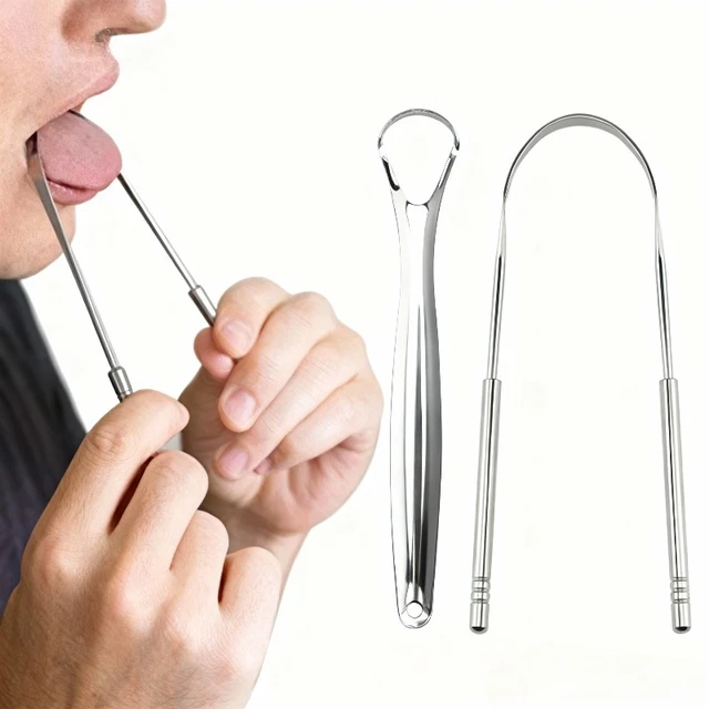1/2/4 Pcs Reusable Stainless Steel Useful Tongue Scraper Cleaner Fresh Breath Cleaning Coated Tongue Oral Hygiene Care Tools 1