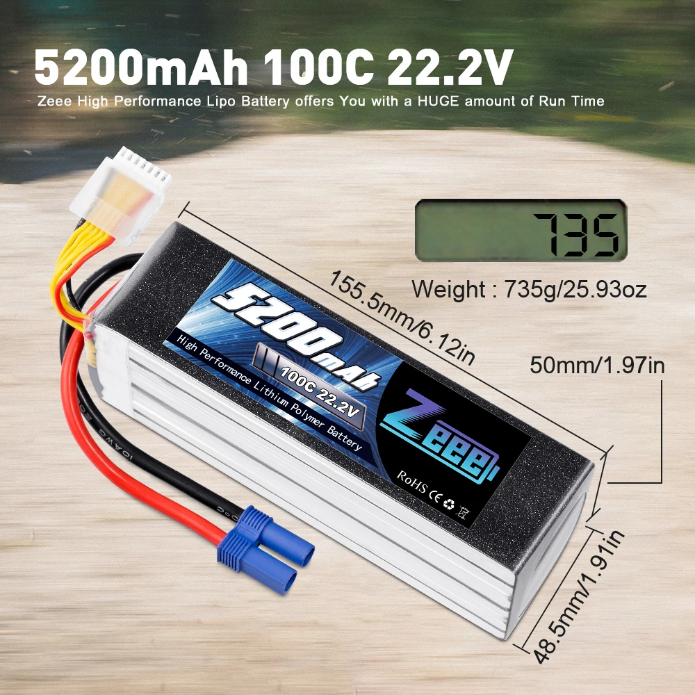 Фото Zeee 6S 5200 мАч литий-полимерный аккумулятор 22,2 в 100C Мягкий корпус с разъемом EC5 для радиоуправляемых моделей автомобилей, самолетов, вертолетов, грузовиков, багги, лодок, запчасти для радиоуправляемых моделей №5