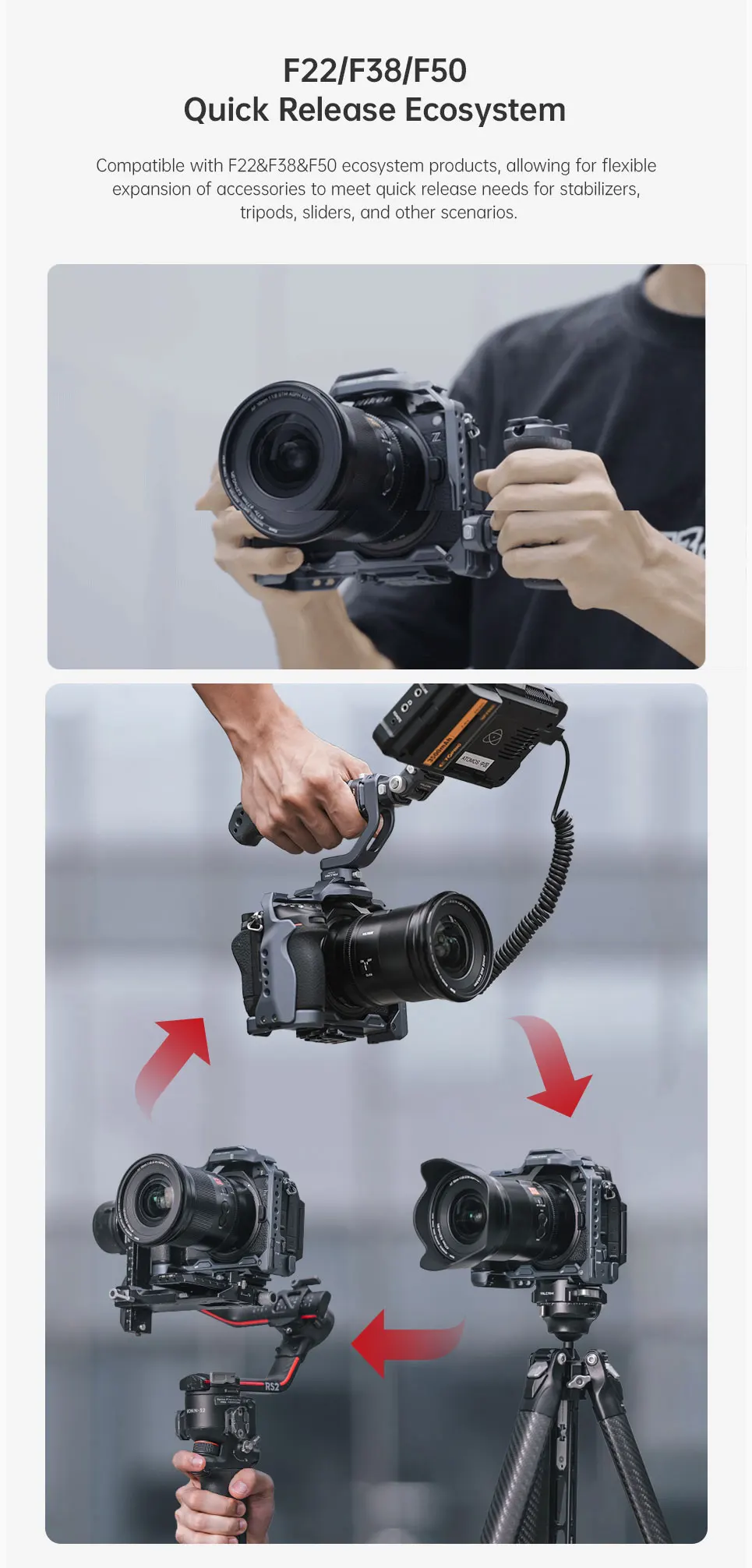Camera Cage Kit for Nikon Z6iii Suitable for F22&F38&F50 Quick Release System