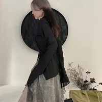 Karrram – chemise noire gothique, Style Yamamoto foncé, chemisier esthétique pour femmes, vêtements de styliste irréguliers, Emo Alt, Grunge Tops Y2k 5