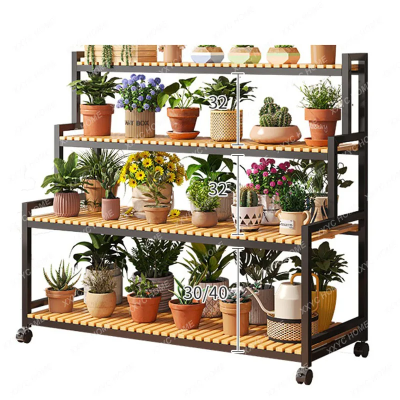 

Luxury Metal Flowers Stand Indoor Nordic Wheels Adjustable Plant Shelves Black Modern Estantes Para Plantas Garden Furniture