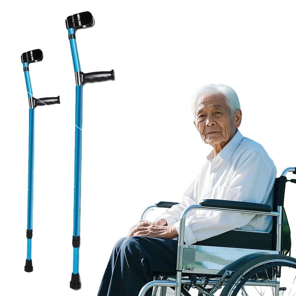 Forearm Crutches Foldable Adjustable Aluminium Walk Easy Elbow Crutch Lightweight Walking Stick Anti-slip