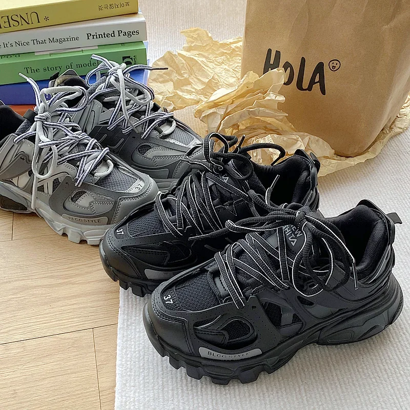 Size 41 42 Women's Casual Sports Shoes Men Stylish Brand Design Ladies Chunky Sneakers Thick Sole Tennis Shoes 43 44 Big Size 5