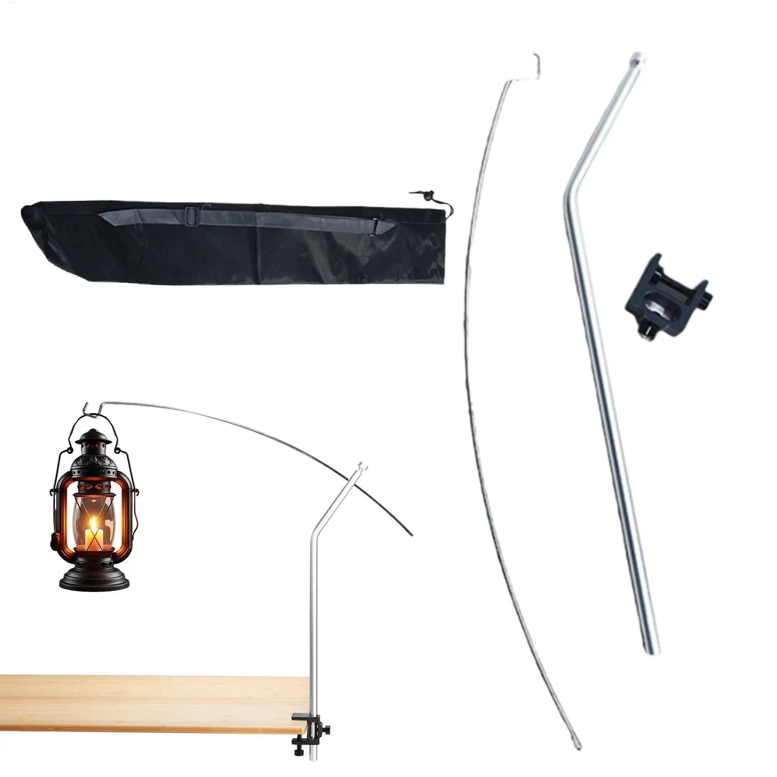 Camping Tabletop Light Stand Aluminum Alloy Curved Light Stand Portable Picnic Light Pole Lighting Rack Bracket camp Accessory