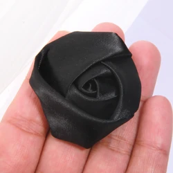 Set of 10 Large Rose Fabric Artificial Flowers for DIY Accessories and Decorations (Black)