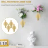 4Pcs Wall-Mounted Flower Tube Wall Metal Vase Decoration Stand Dry Vase Stand for Displaying Flower Decoration,Gold 2