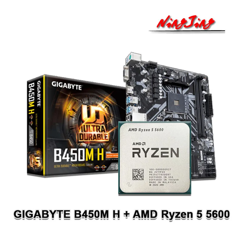 AMD Ryzen 5 5600 R5 5600 CPU Conjunto De Placa M e GIGABYTE B450M H amd-ryzen-5-5600-r5-5600-cpu-conjunto-de-placa-m-e-gigabyte-b450m-h