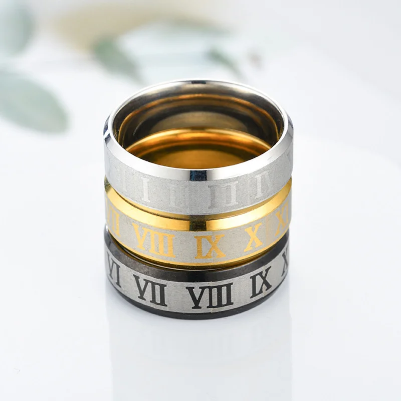 Roman Numerals Ring Men 2022 New Classic Temperament Stainless Steel Round Finger Rings For Men Party Jewelry Gift
