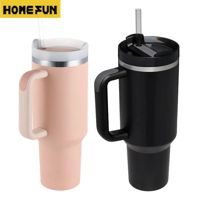 Travel Coffee Mugs with Handle, Lid and Straw, Oversize