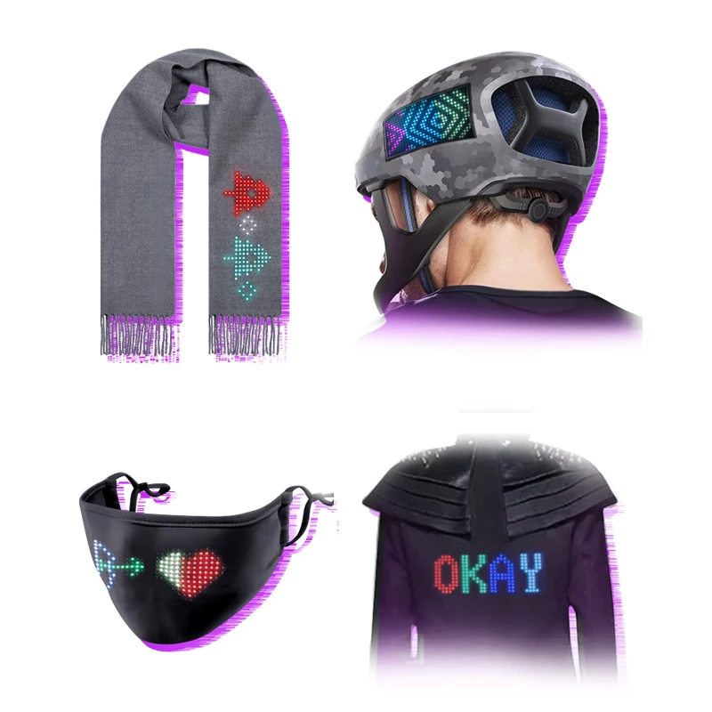 16*32 Pixel RGB Color Flexible LED Display Light Up DJ Equipment Decoration Cloth Hats Bags Insert DIY Flexible Led Screen Sheet