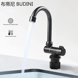 Matte Black Folding Faucet  Hot and Cold Water Mixer 360° Rotation Kitchen Bathroom Sink Wash Basin Water Tap RV Accessories