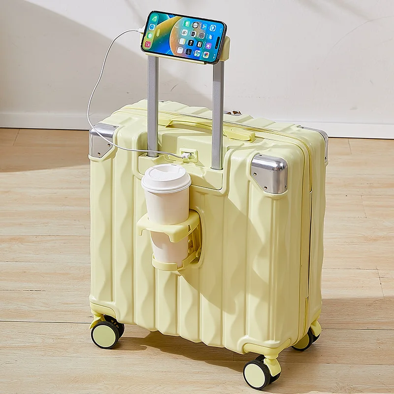 Valise cabine à code avec port usb et porte-gobelet intégrés_voghion.com