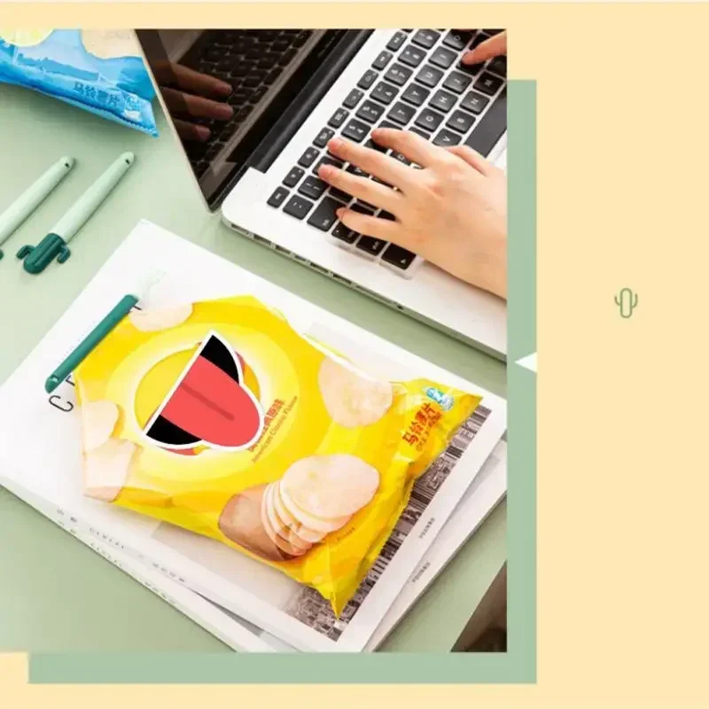 5pcs Candy Color Bag Sealing Clip Snack Fresh Keeping Kitchen Accessories Cactus Plastic Moisture-proof Closure Clamp for Food 6