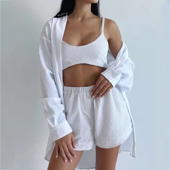 Set di pantaloni corti larghi casual in tinta unita per le donne 2025 Set completo di vestiti femminili eleganti da donna estivi in due pezzi 1