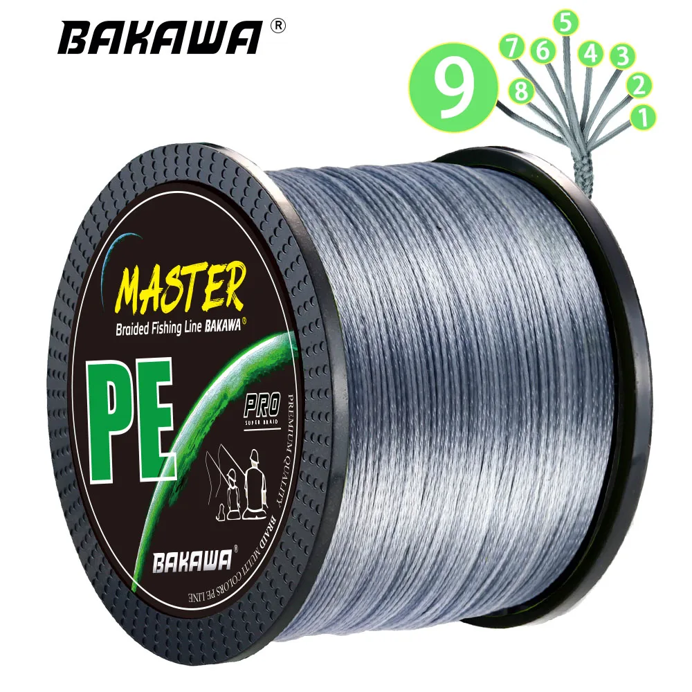 

BAKAWA X9 500M 300M 1000M Braided Fishing Line 9 Strands Multifilament Saltwater Japanese Smooth PE Wire Carp 22-100LB Tackle