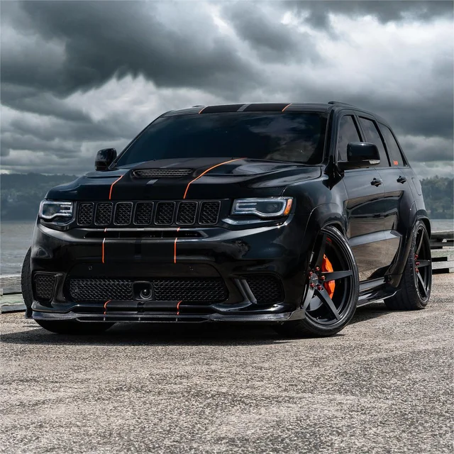 車用サイドスカートエクステンションスプリッター ジープ グランドチェロキー SRT/SRT8/トラックホーク 2012-2021 プ 車用サイドスカート延長スプリッター ペア と互換性がある ジープ グランドチェロキー SRT/SRT8/トラックホーク 2012-2