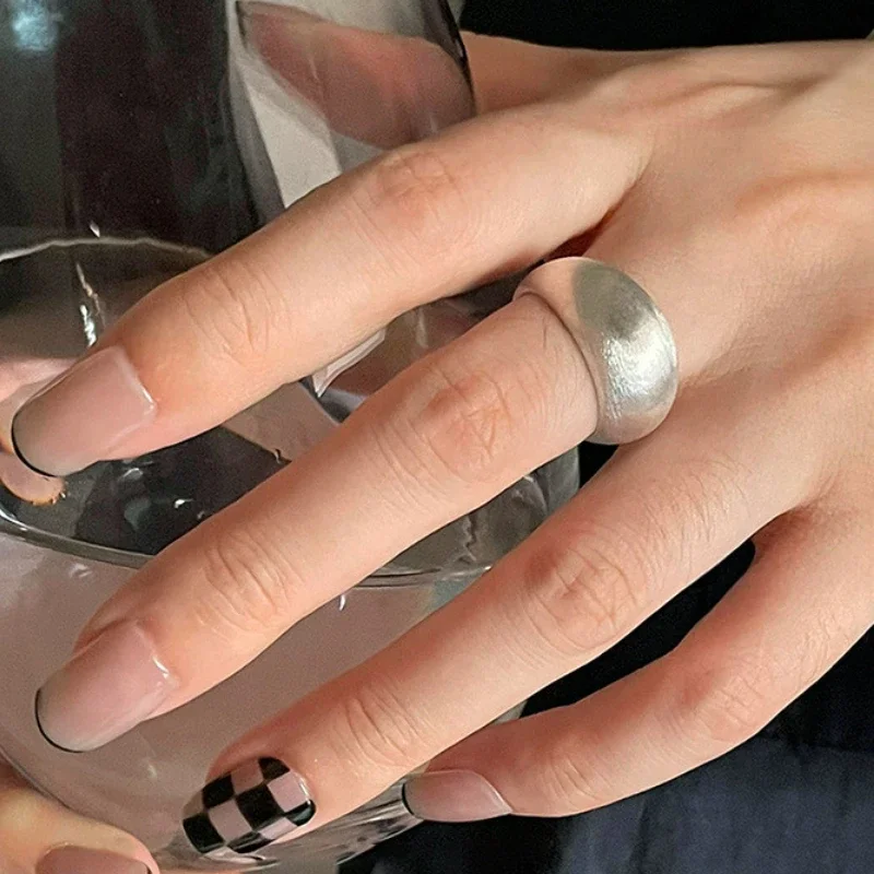 925 Sterling Silver Oval Ring Women Adjustable Open Vintage Ring Party Birthday Gift