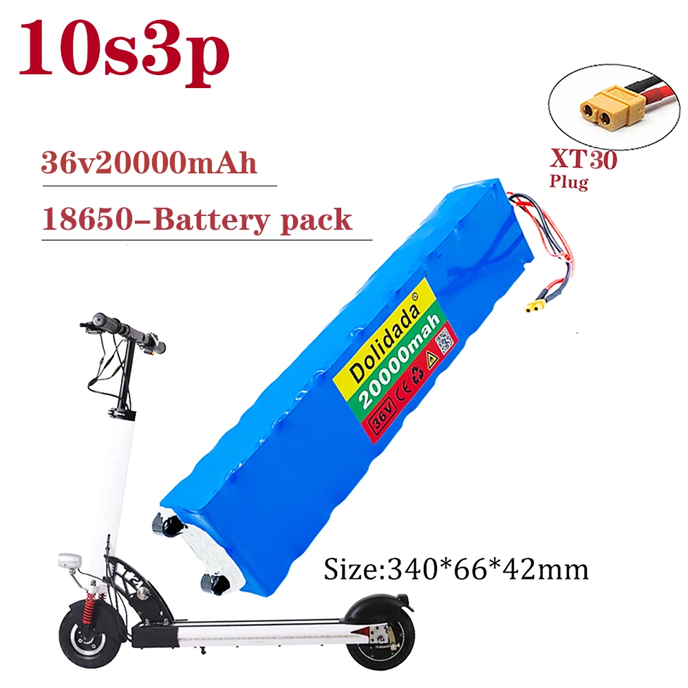 

Batterie lithium Rechargeable 18650 10S3P 36V 20Ah XT30 500W haute puissance pour vélos Scooter véhicule électrique avec BMS