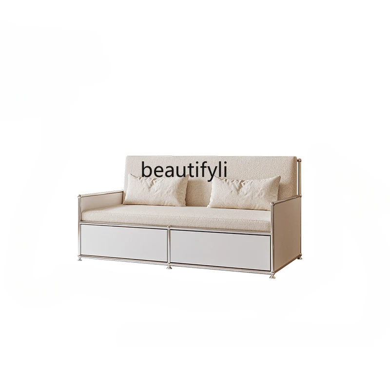 

Cream Style Living Room Module Storage Organizer Cabinet Creative Personality Straight Fabric Sofa