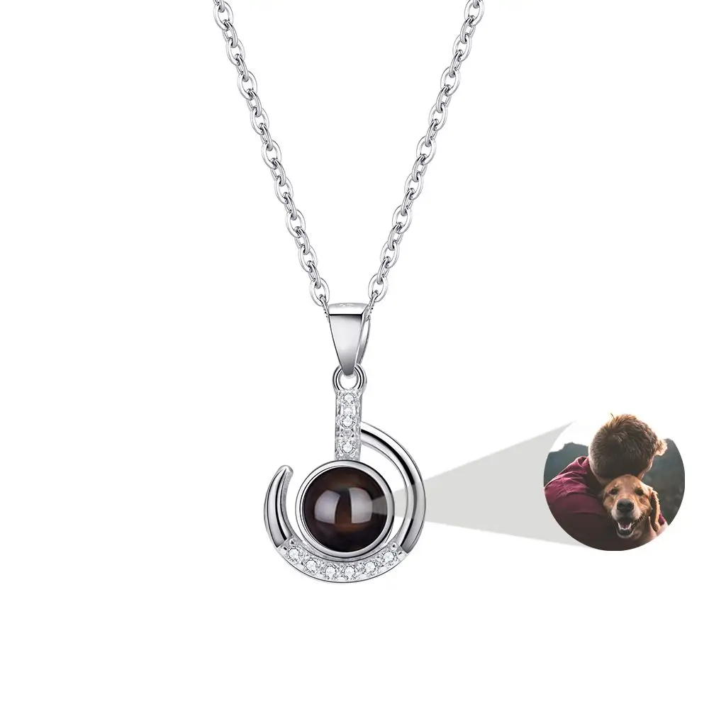Collana Personalizzata Con Proiezione Foto – Ciondolo A Cuore In Argento 925 Con Incisione "Ti Amo" In 100 Lingue E Pietra Proiettabile – Regalo Commemorativo - 2