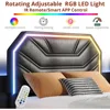 Twin XL Bed Frames with Lighted Headboard, Upholstered Modern Cama Twin XL Platform Bed with Heavy Duty Supports 4