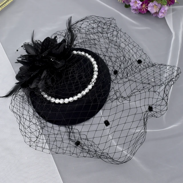 JM10 Birdcage Veil Black Veil Headband Wedding Fascinator Face Veils Charming Wedding Veil Hats Net Mask Wedding Accessories JM08-W