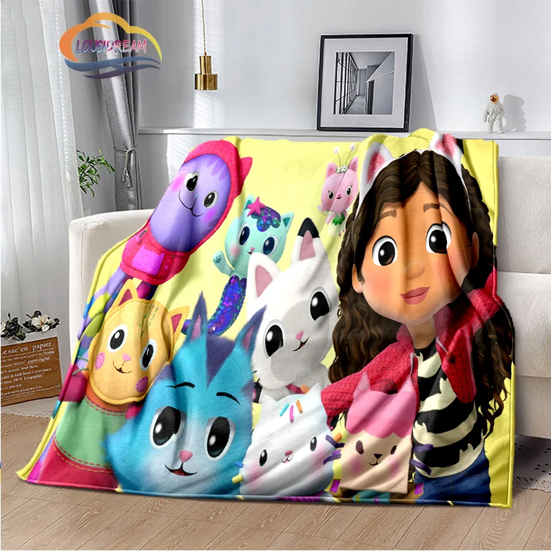 3D Printed Gabby\'s Dollhouse Plush Blanket Fashion Flannel Fleece Children\'S and Girl  Sofa Nap  Travel