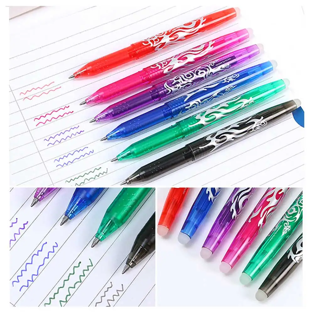 Bolígrafos de Gel borrables para escribir, bolis Multicolor de 0,5mm Con  recargas y goma de borrar de alta calidad, color negro, azul y rojo,  papelería Kawaii - AliExpress