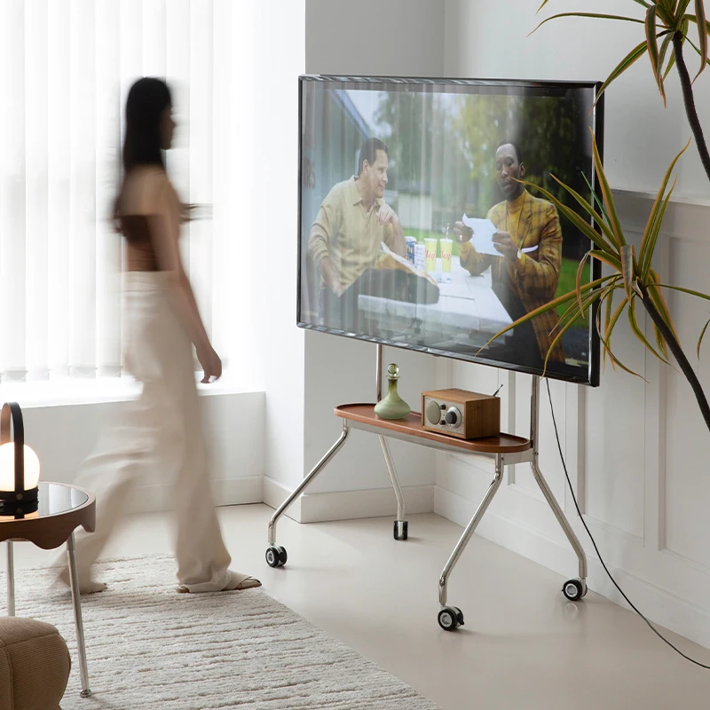 

Nordic retro TV rack, movable bracket, floor mounted universal bracket with wheels for conference room living room, hanging