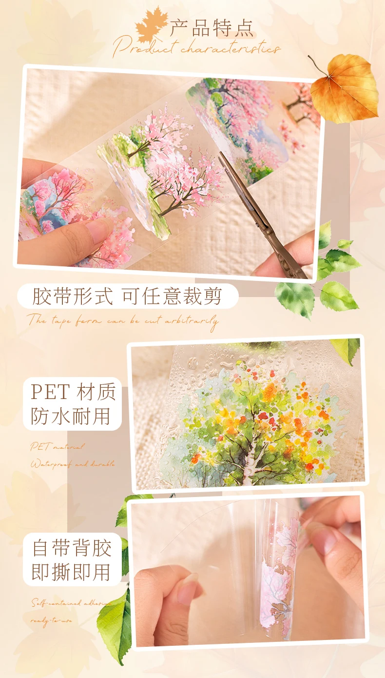 60mm * 2m PET Wald Baum Klebeband DIY Scrapbooking Dekor Fotoalbum Collage Junk Journal Materialien Planer ästhetische Bänder – Detail 8
