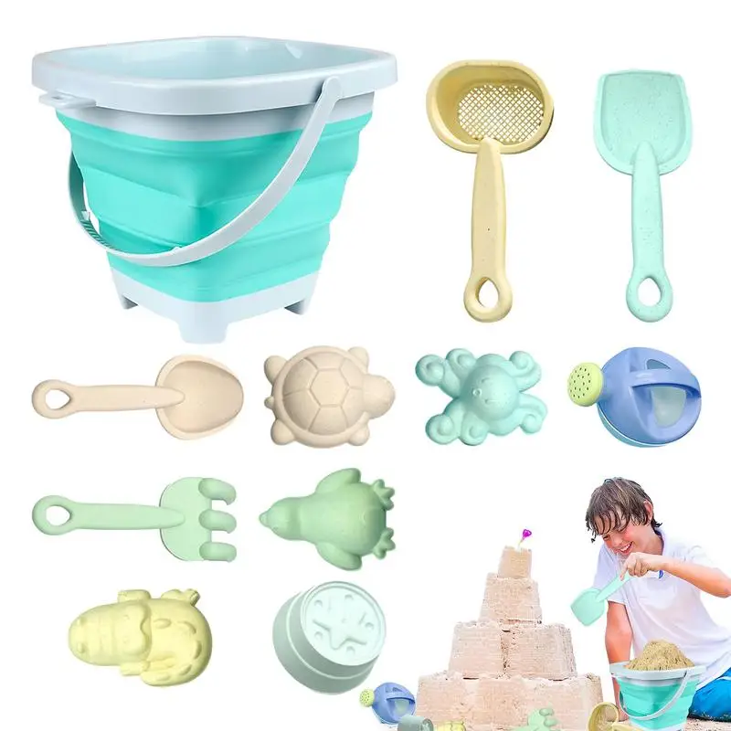 

Kids Beach Sand Toys Set Toy Shovels For Digging Bulk With Foldable Bucket And Animal Mold Summer Beach Toys Sand Bucket Set