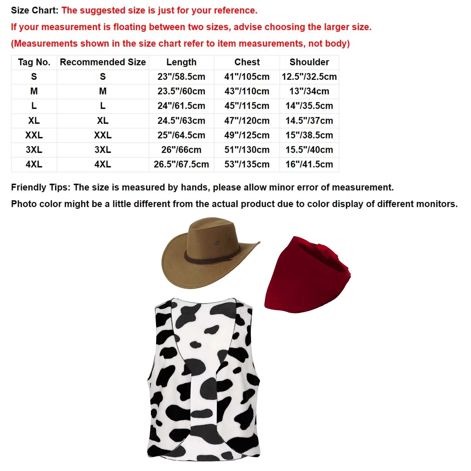 Men's Cowboy Cosplay Costume Set - Halloween Western Outfit with Waistcoat, Hat, and Bandanna Scarf