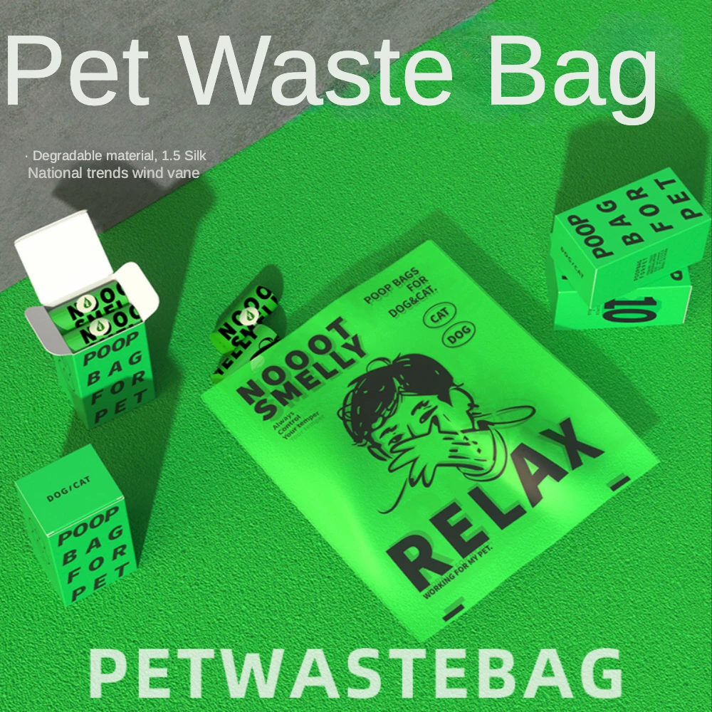 

Degradable Pet Pop Bag Dog Dung Bag Portable Super Thick Easy To Tear PE PEI Pet Dung Bag Cat and Dog Universal Pets Accessories