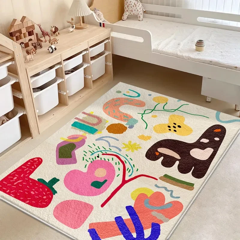 Nordic Children's Room Carpet Reading Area Baby Crawling Mats Large Area Home Living Room Bedroom Cute Bedside Plush Rug Ковер