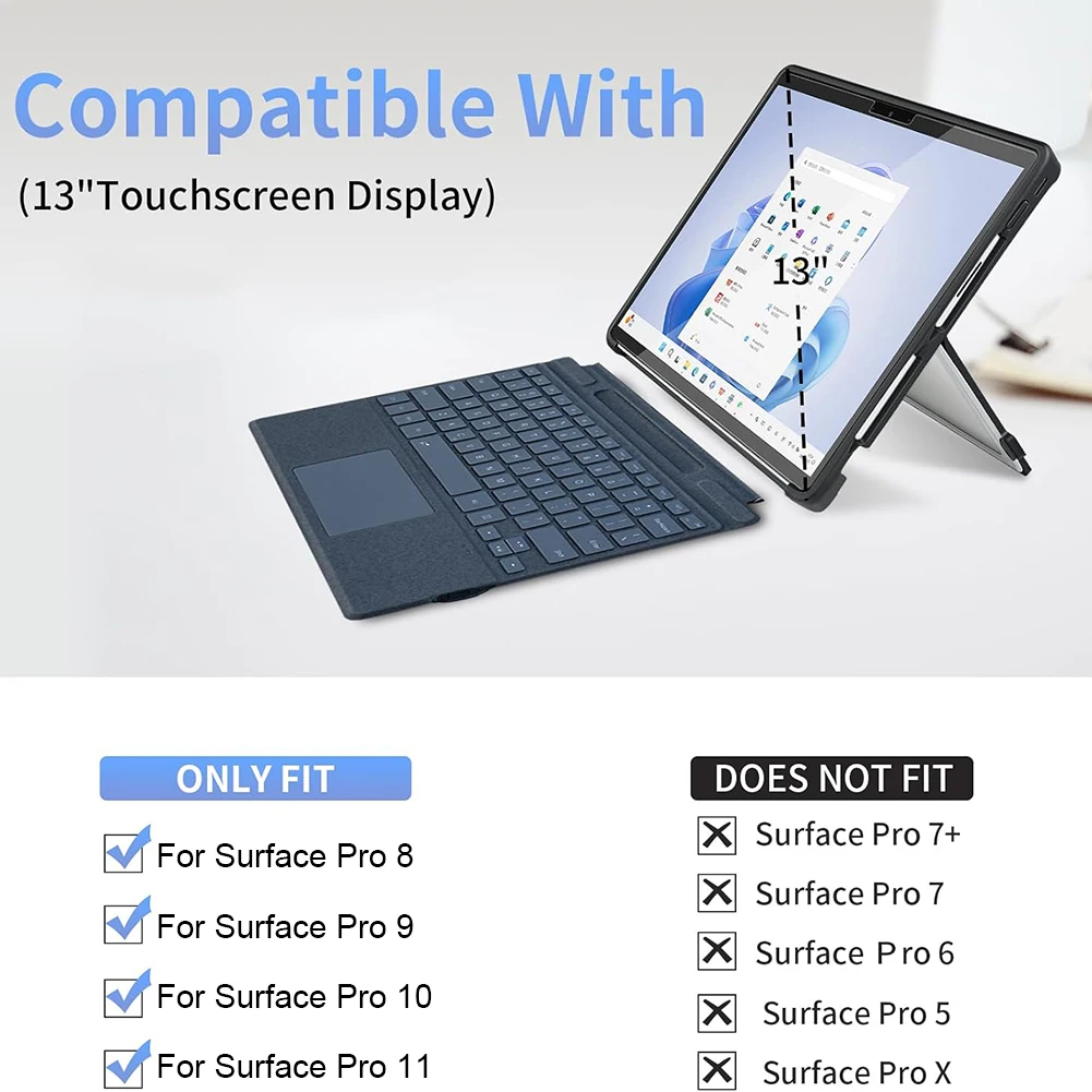 Hard Case For Microsoft Surface Pro 11 10 9 8 13 Inch Shockproof Protective Rugged Cover Compatible with Type Cover Keyboard