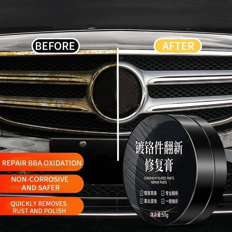 Car Maintenance Iron Powder Cleaning Metal Shine Renovation Compound Auto Window Chrome Restorer for Car Door Handles and Trim