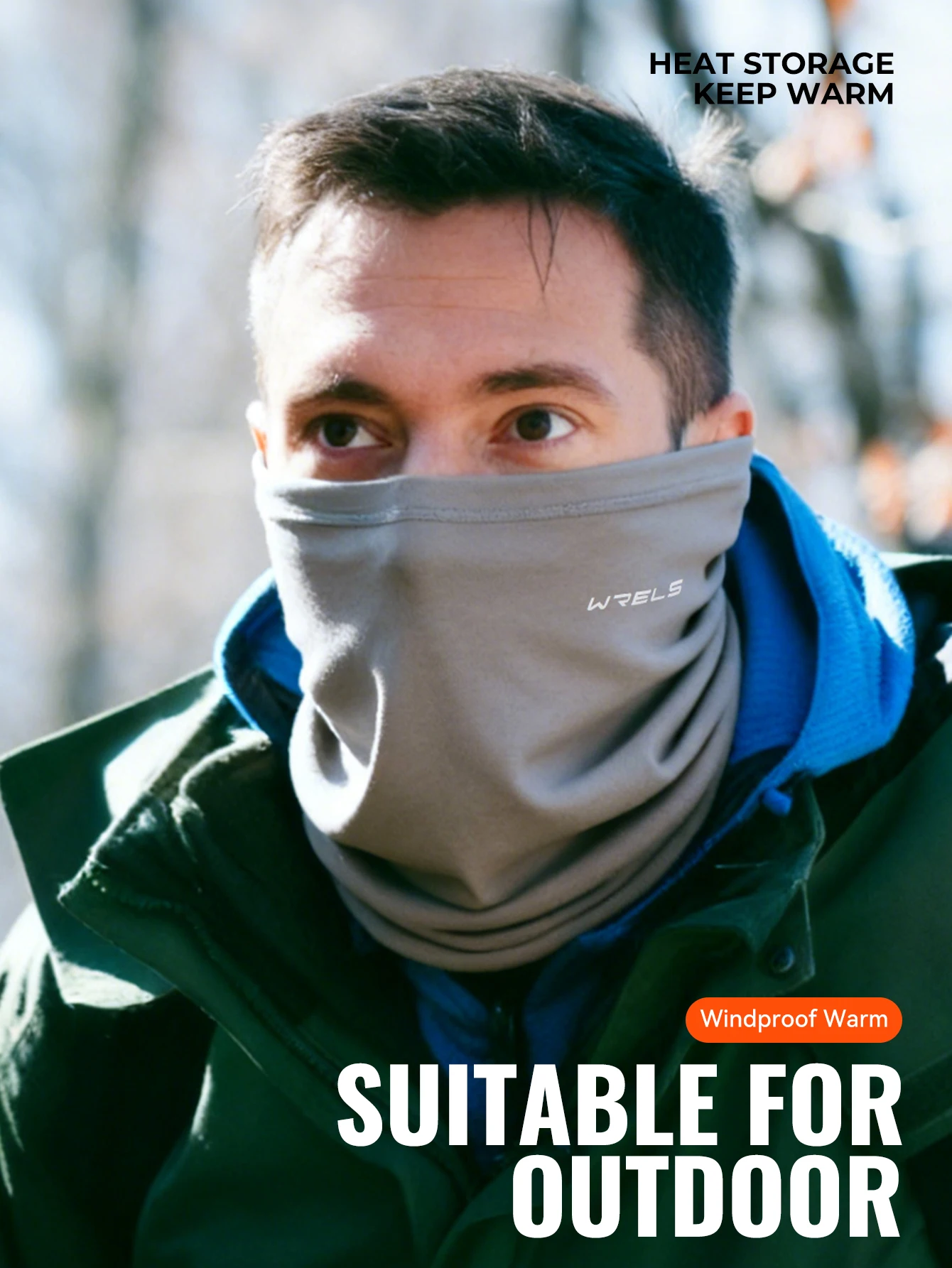 WRELS Winddichte Maske, Schal, Wärmer, Halsmanschette, elastischer Schlauch, Gesichtsbedeckung für Männer und Frauen, Schal für Skifahren, Wandern, Radfahren, Reiten, Snowboarden – Detail 6