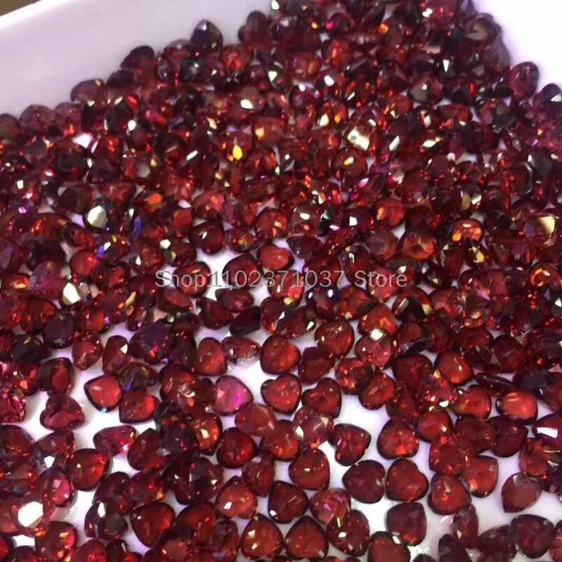 Natural Garnet Circle 6*6 Heart-shaped 6*6 Mm Ring Surface Jewelry Making Accessories Bead Pendant Material
