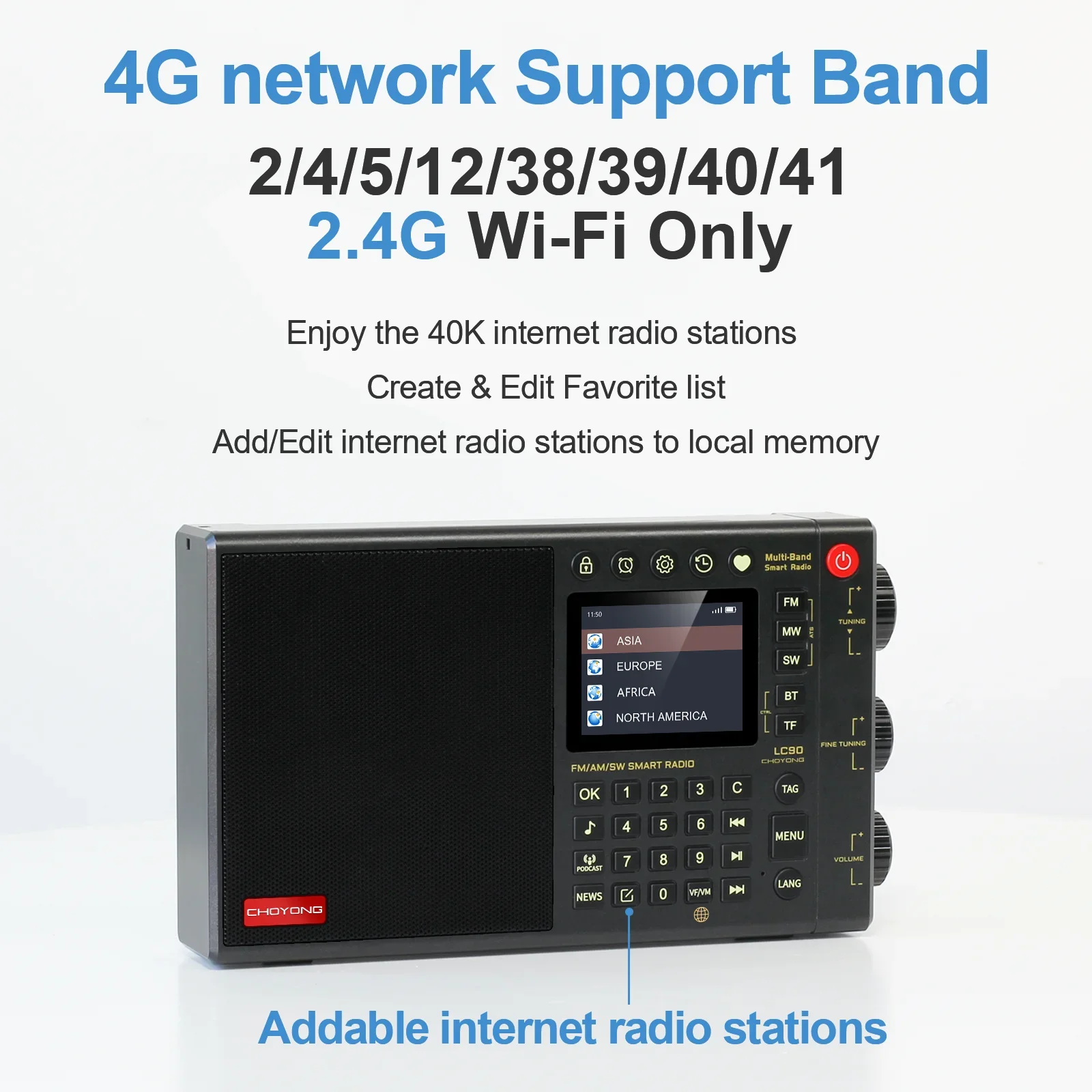 Radio English Version Bluetooth All-Band Fm Radio With Card Ips Screen Custom Subwoofer Radio Receiver speaker 5