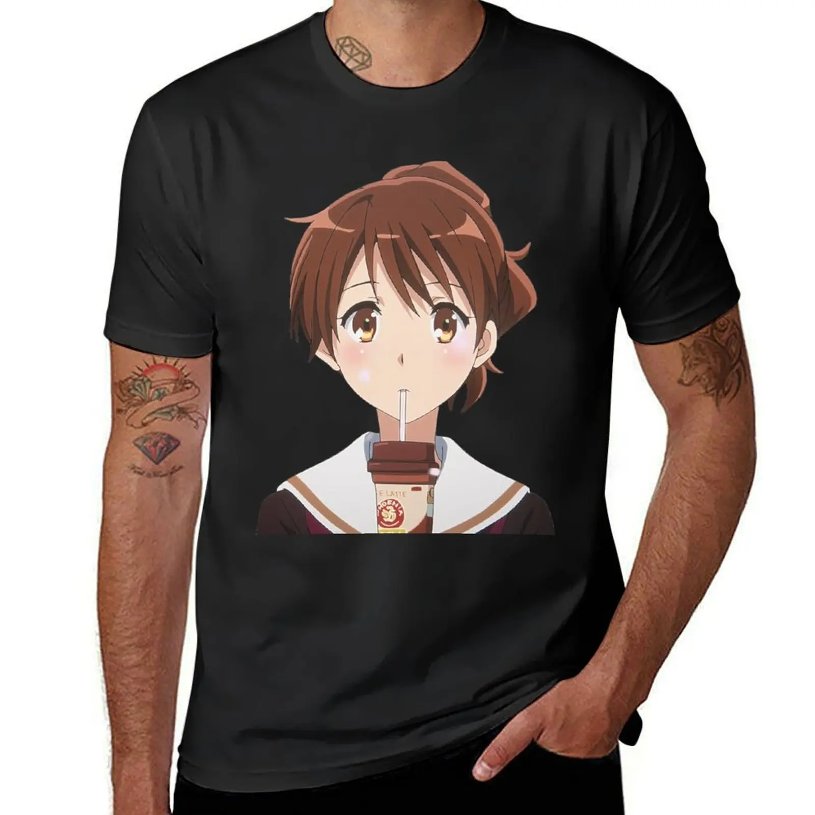 

Kumiko sipping coffee T-shirt customizeds funnys mens big and tall t shirts