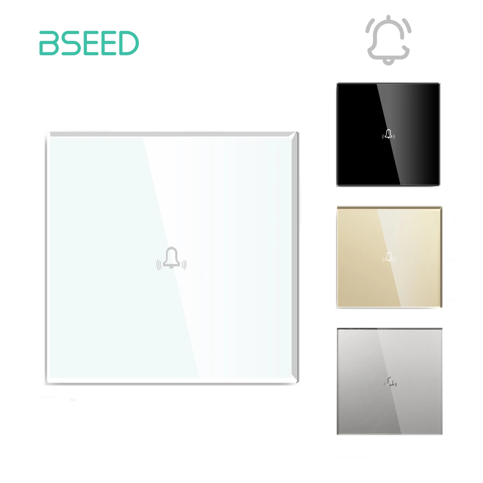 Сенсорный экран дверного звонка BSEED, настенный переключатель, стеклянная панель, дверной звонок, Выключатель 86*86 мм, домашнее общение