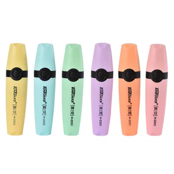 파스텔 플랫 단일 헤드 라이트 컬러 오블리크 드로잉 형광펜, 학교 선물 문구용 형광 펜 마커, 6 개/세트