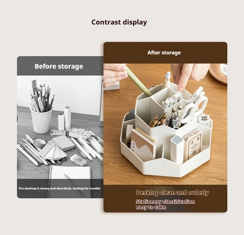 Rotating Pen Holder - Large Capacity Desktop Organizer | 360 Degree Rotation Resin Storage