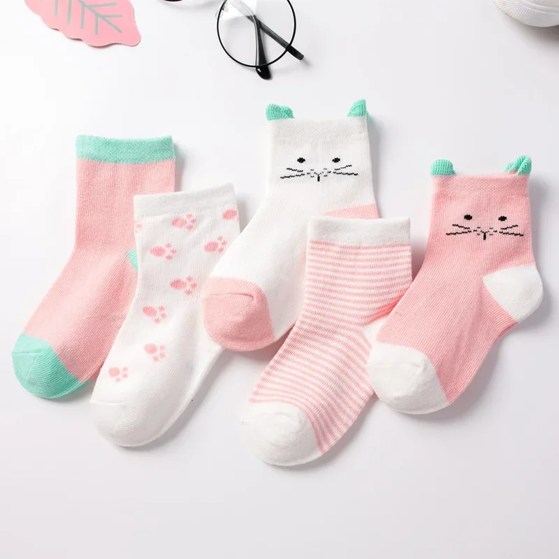 5pairs/set Autumn and Winter Children's Striped Cotton Tube Socks