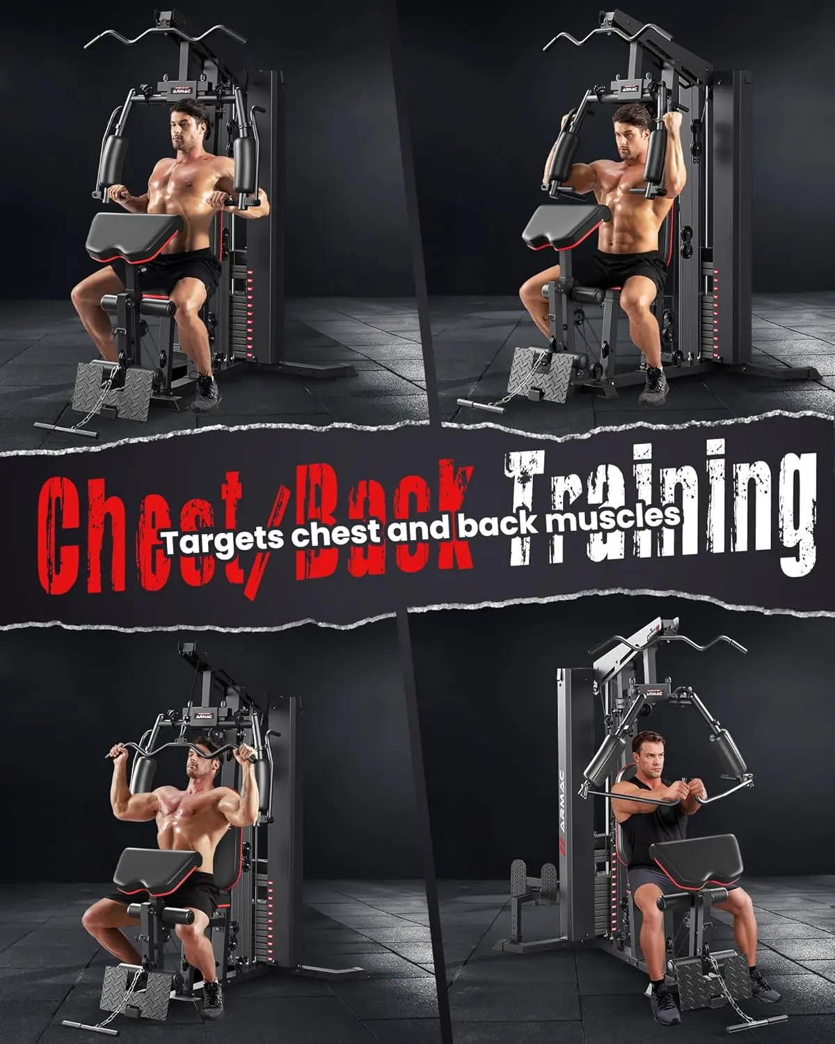 Home Gym, Multifunctional Home Gym Equipment, 150LBS Weight Stack Machine, Workout Station with Pulley System, Fly Chest, and Le 4
