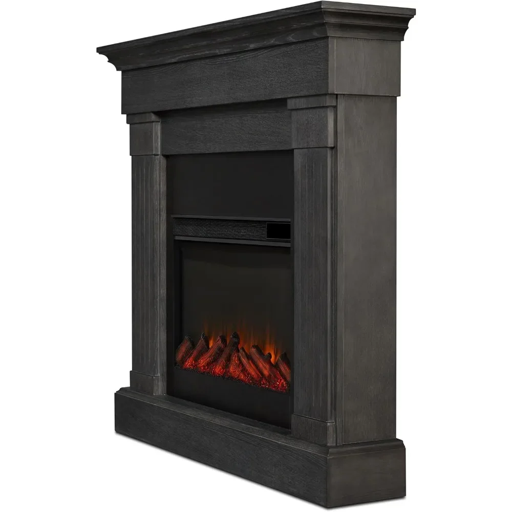 Crawford Slim Indoor Electric Fireplace with Mantel for Living Room or Bedroom, Replaceable Fireplace Insert Heater, 5