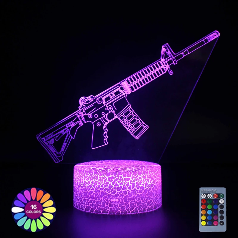 3d lâmpada jogo configuração rifle arma padrões led night light gamer  decoração candeeiro de mesa cs game room decoração meninos meninas presente  aniversário