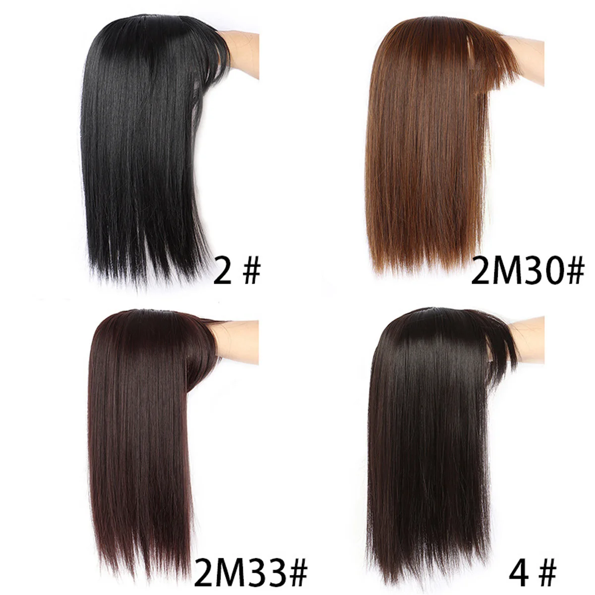 Synthetic 16inch Straight Topper Hair with 3 Clips for Women  Hairpieces for Thinning Hair Featuring Bangs  Easy to Wear